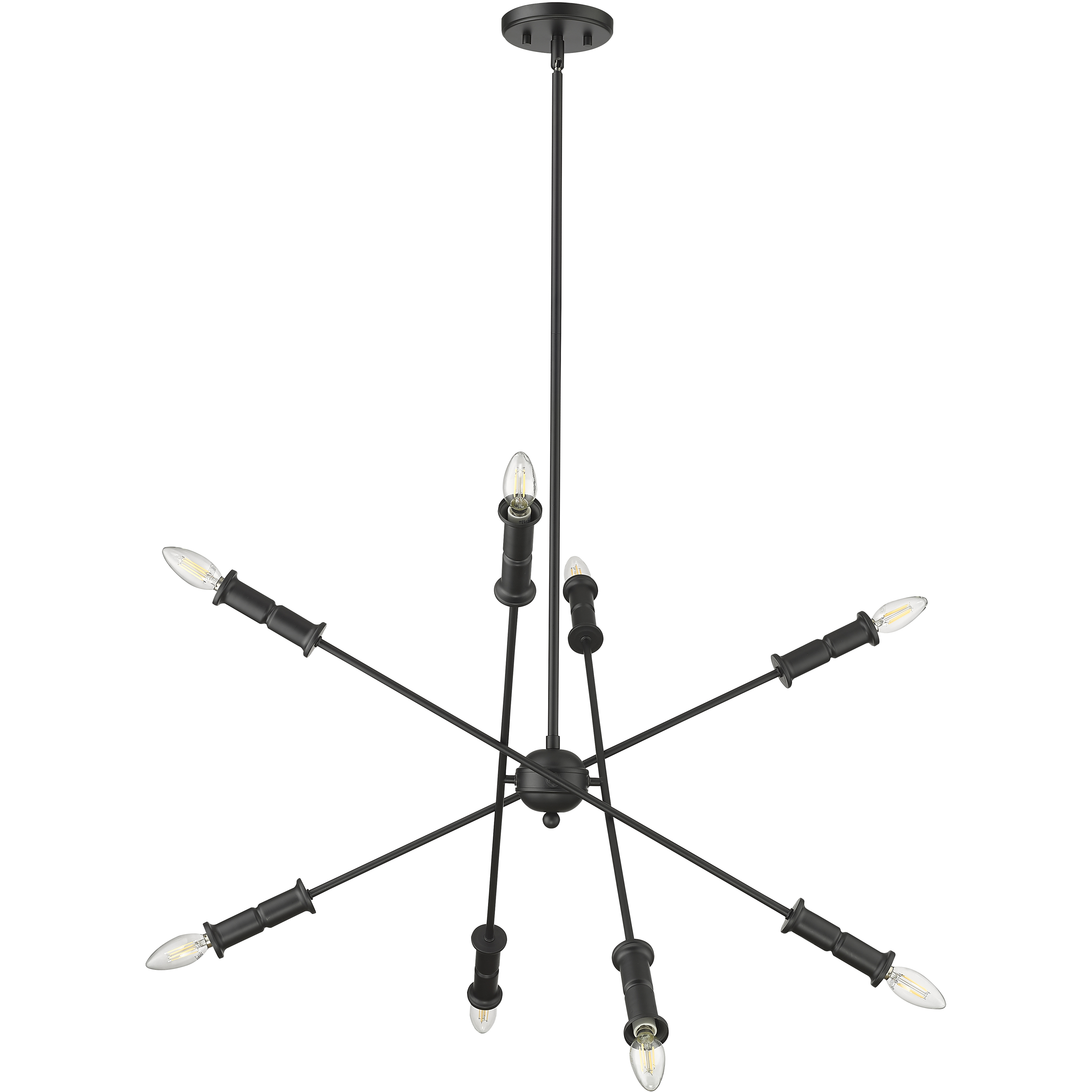 Potiss 8 Light 33 inch Matte Black Chandelier Ceiling Light